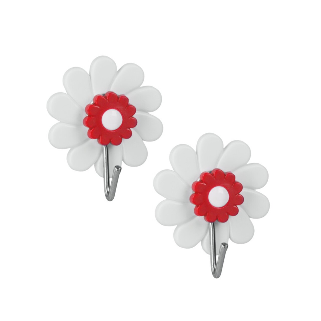 Set 2 agatatori autoadezive, Metaltex, Fleurs, plastic, rosu - imagine 3